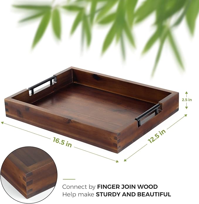 Ottoman Tray, Acacia Wood Serving Tray - Image 2