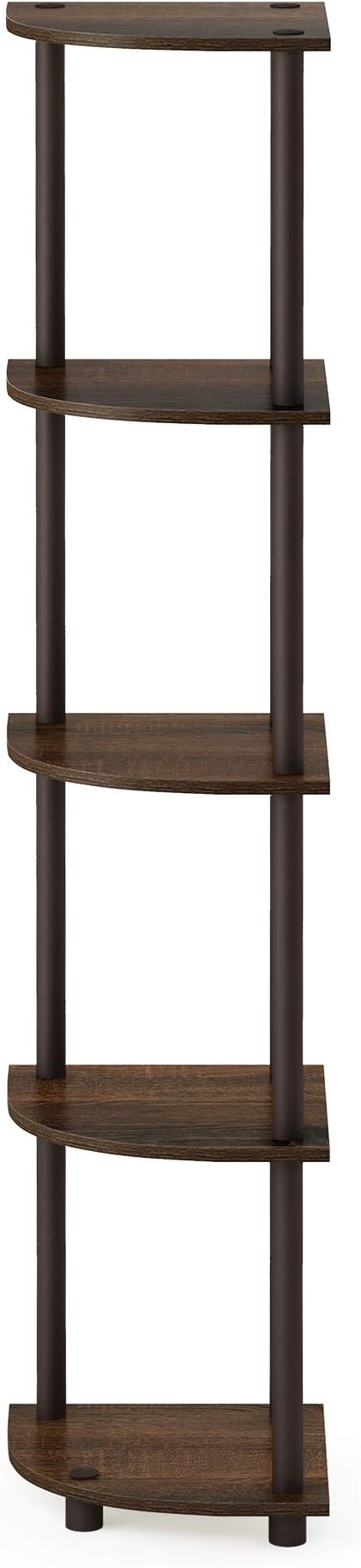 Furinno TURN-N-TUBE Corner Shelf, 5-Tier Corner Bookshelf, Open Storage Shelves - Image 8