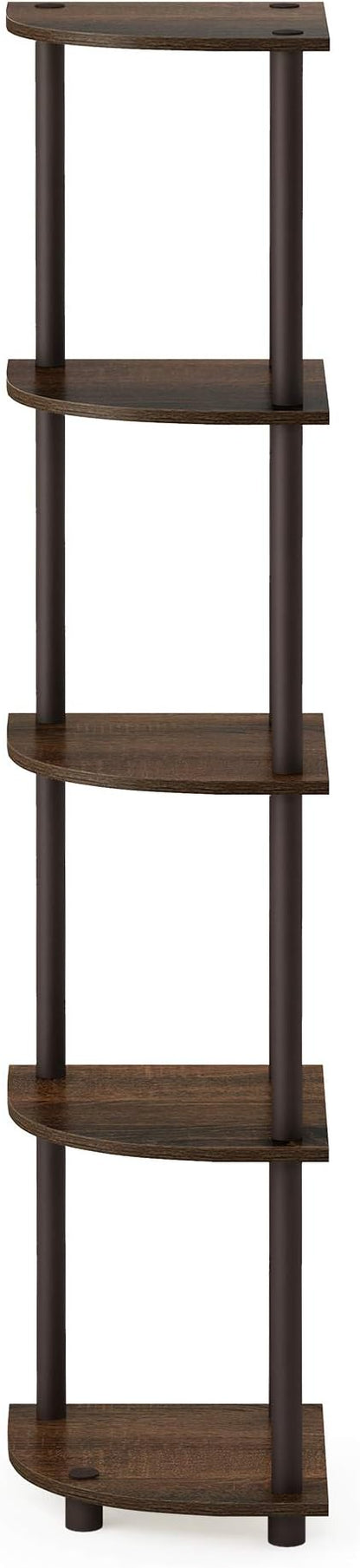 Furinno TURN-N-TUBE Corner Shelf, 5-Tier Corner Bookshelf, Open Storage Shelves - Image 8