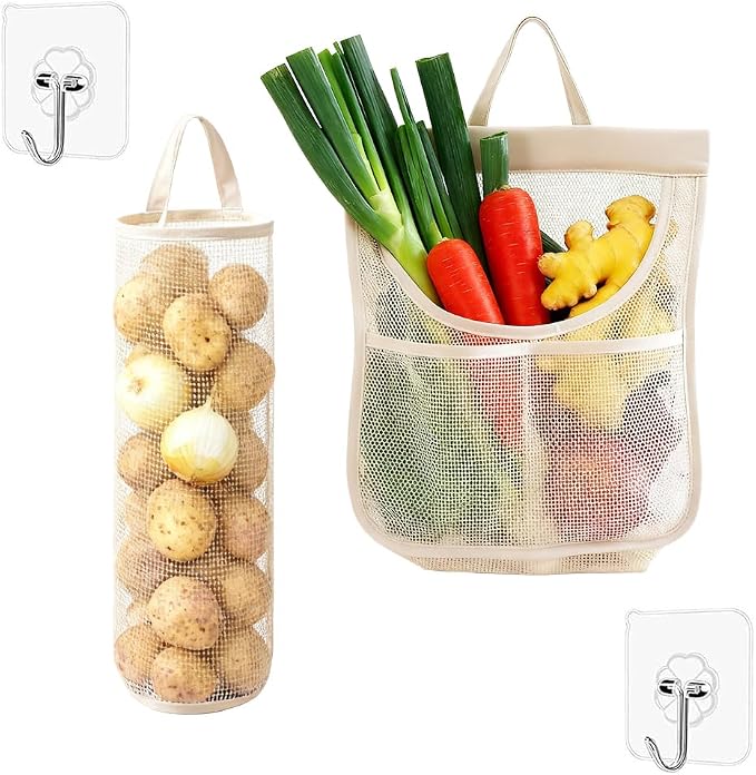 Reusable Breathable Hanging Storage Mesh Bags, Onion Bags Mesh Garlic Net Bag by Unknown