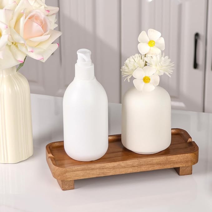 Wood Riser Small Decorative Tray Sink Soap Dish, Vanity Tray Pedestal Stand 8.7 - Image 9