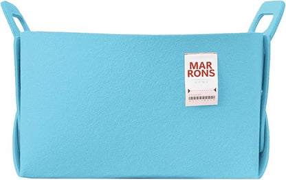 Collapsible Felt SKYBLUE Storage Bin Large 14.6"x9.4"x9.4" – Foldable Basket by MARRONS