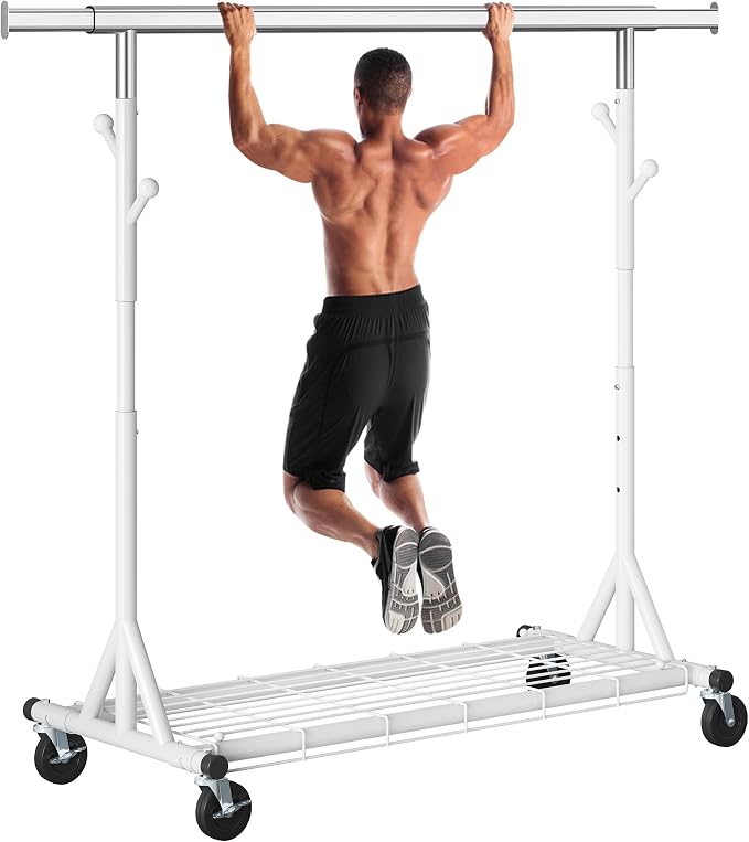 Heavy Duty Clothes Rack, 530 lbs Load Capacity Metal Garment Rack on Wheels by Gewudraw