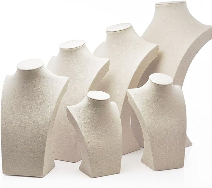 Oirlv Linen Necklace Display Bust 3D Necklace Organizer Jewelry Display Holder - Image 3