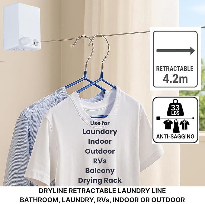 Dryline Retractable Clothesline, Indoor Outdoor Wall Mounted Drying Rack - Image 5