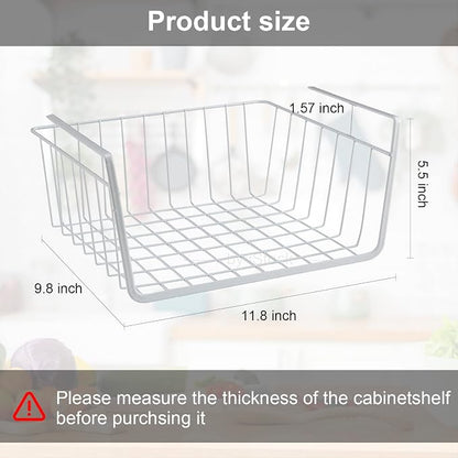 Under Shelf Basket 2 Pack Pantry Shelf Organizer White Metal Cabinet Shelf | - Image 7