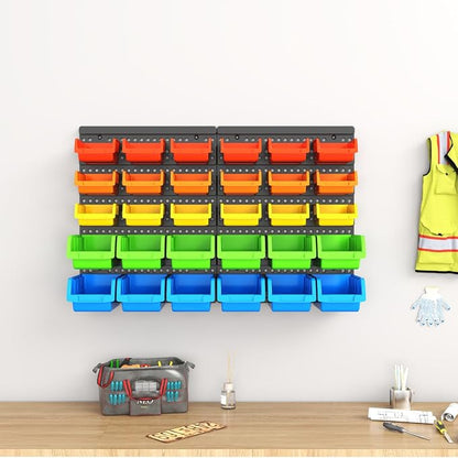 30-Bin Wall Mounted Storage Bins Kit, Tool Organizer Rack, Garage Hardware - Image 6