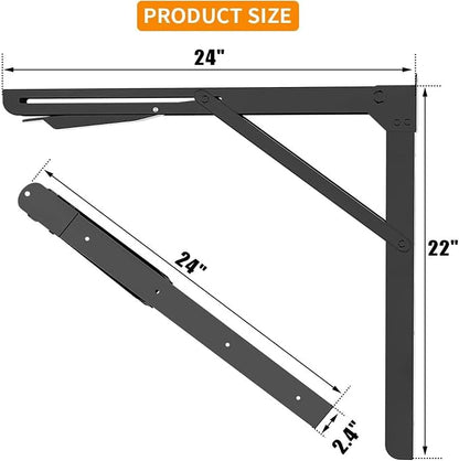 TORACK 24" Folding Shelf Brackets Heavy Duty Shelf Bracket Wall Mounted - Image 4