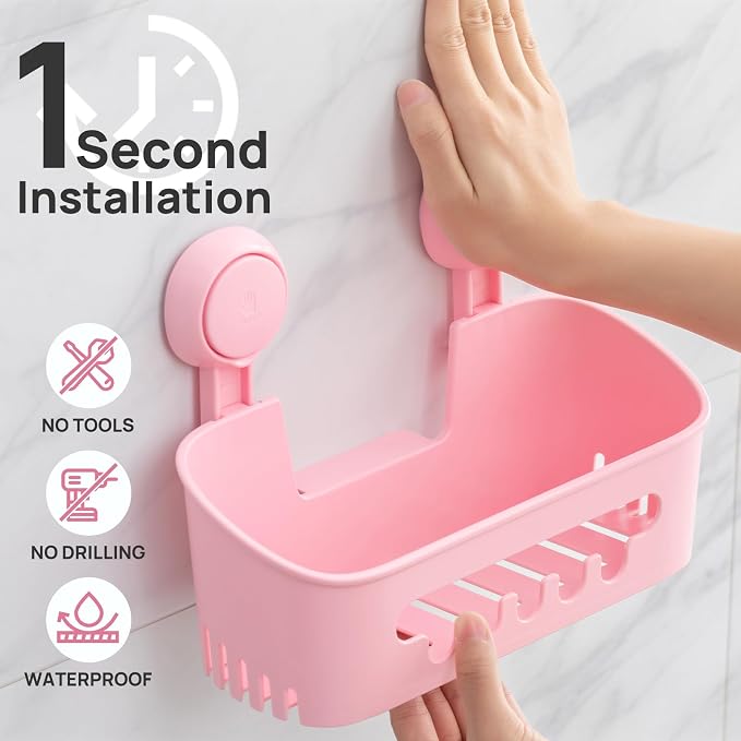 LEVERLOC Shower Caddy Suction Cup Set Shower Organizer & Soap Holder & - Image 2