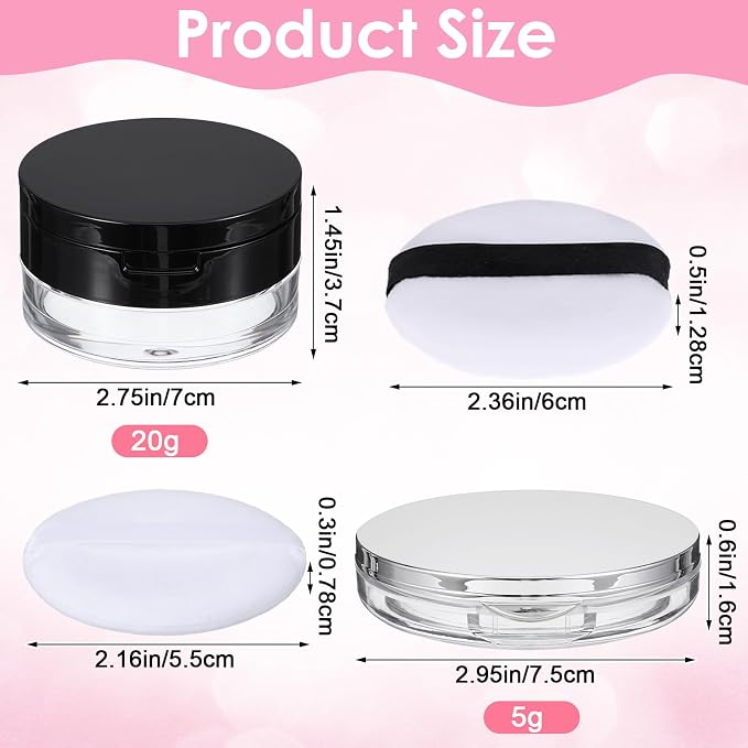 2 Pcs Loose Powder Containers, 0.7/0.17 Ounce Foundation Container Portable - Image 2