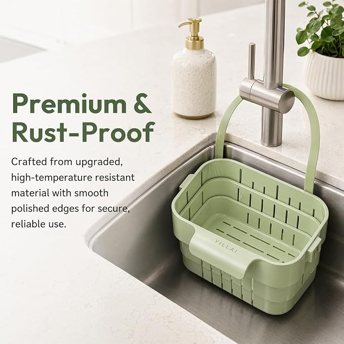 Foldable Hanging Sink Drain Basket, Stretchable Kitchen Colander, No-Drill - Image 3