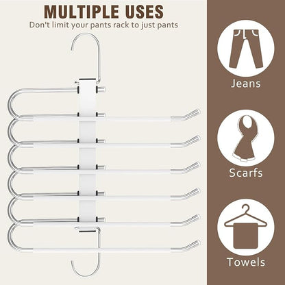 HUITEM Space Saving 6 Tier Pant Hangers, Lightweight, Stainless Steel, 2 Pack - Image 7