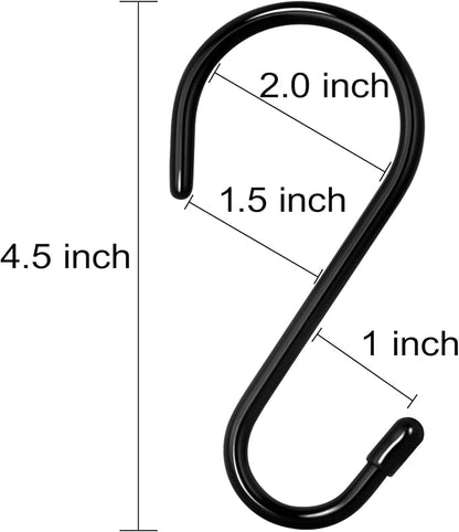 HiGift 24 Pack S Hooks for Hanging, 4-1/2 inch Large Black Vinyl Coated Metal S - Image 2
