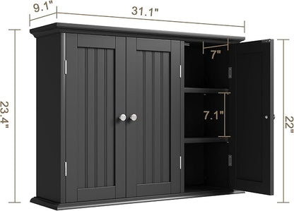 ChooChoo Laundry Cabinet with 3 Doors and Adjustable Shelves | 9.06"D x 31.1"W - Image 3