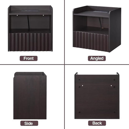 Modern Fluted Floating Nightstand Wall Mounted Set of 2- Bedside Table - Image 8
