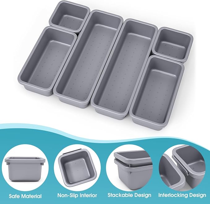 6 PCS Drawer Organizer Set, 3 Size Makeup Drawer Divider Organizer - Image 3