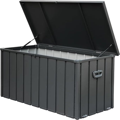 KUIKUI 150 Gallon Deck Box Waterproof, 150 Gallon Outdoor Storage Box, Metal by KUIKUI