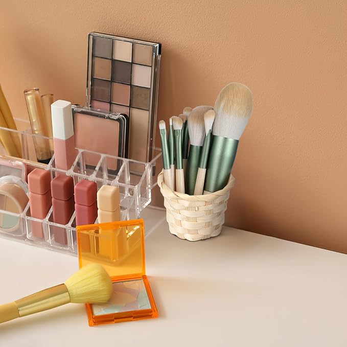 Happyyami 5 Pack Bamboo Woven Baskets Small Round Storage Containers - Image 2