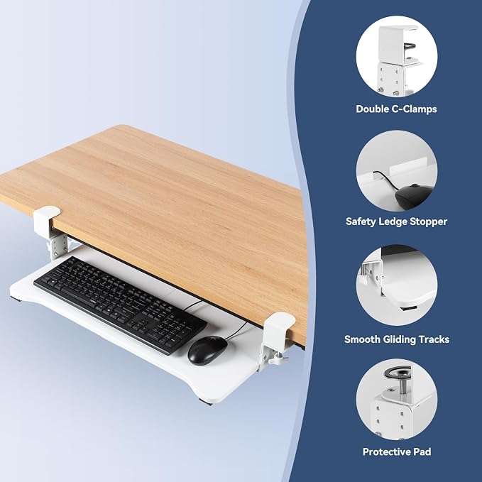 VUSIGN Keyboard Tray Under Desk Height Adjustable, Pull Out - Image 9