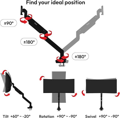 Pixio PS2S Titan Black Ultrawide Mega Heavy-Duty Premium Single Monitor Arm - Image 7