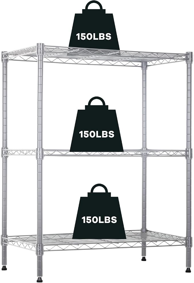 NChanmar 3-Tier Wire Shelving Unit Storage Shelves Shelf Organizer 30"x23"x12" by NChanmar