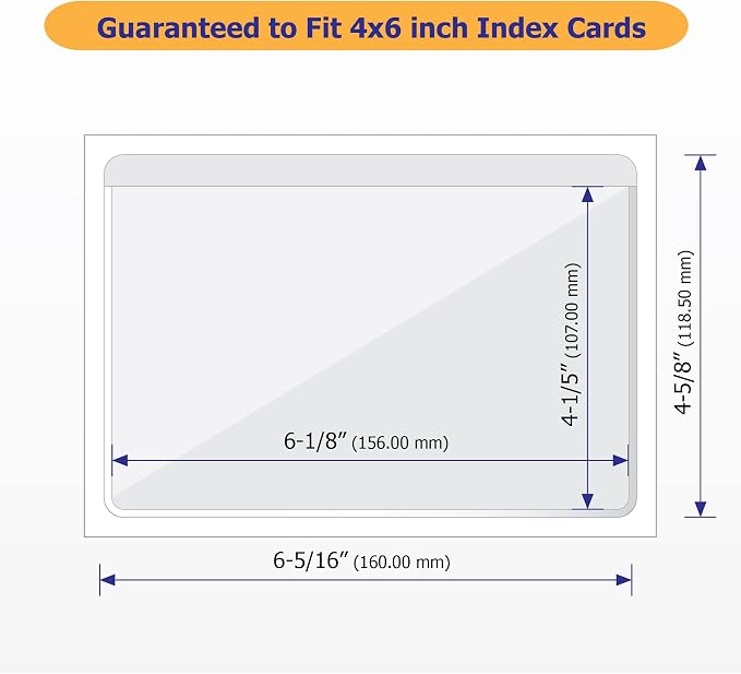 Clear Adhesive 4" x 6" Index Card Pockets, Labels Holders, 50 Pack | Top Open - Image 4