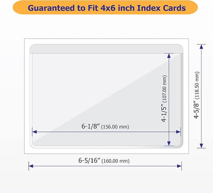 Clear Adhesive 4" x 6" Index Card Pockets, Labels Holders, 50 Pack | Top Open - Image 4
