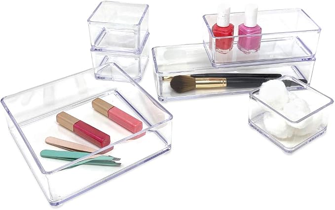 Isaac Jacobs 6-Tray Clear Acrylic Organizer Set, Stackable Storage Solution - Image 6