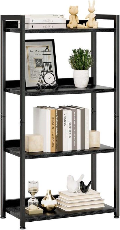 NUMENN Bookshelf, 4 Tier Freestanding Shelving Unit, Falling Prevention Baffle by NUMENN