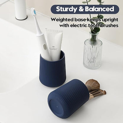 YAUKPH Navy Blue Striped Toothbrush Holder - Image 4