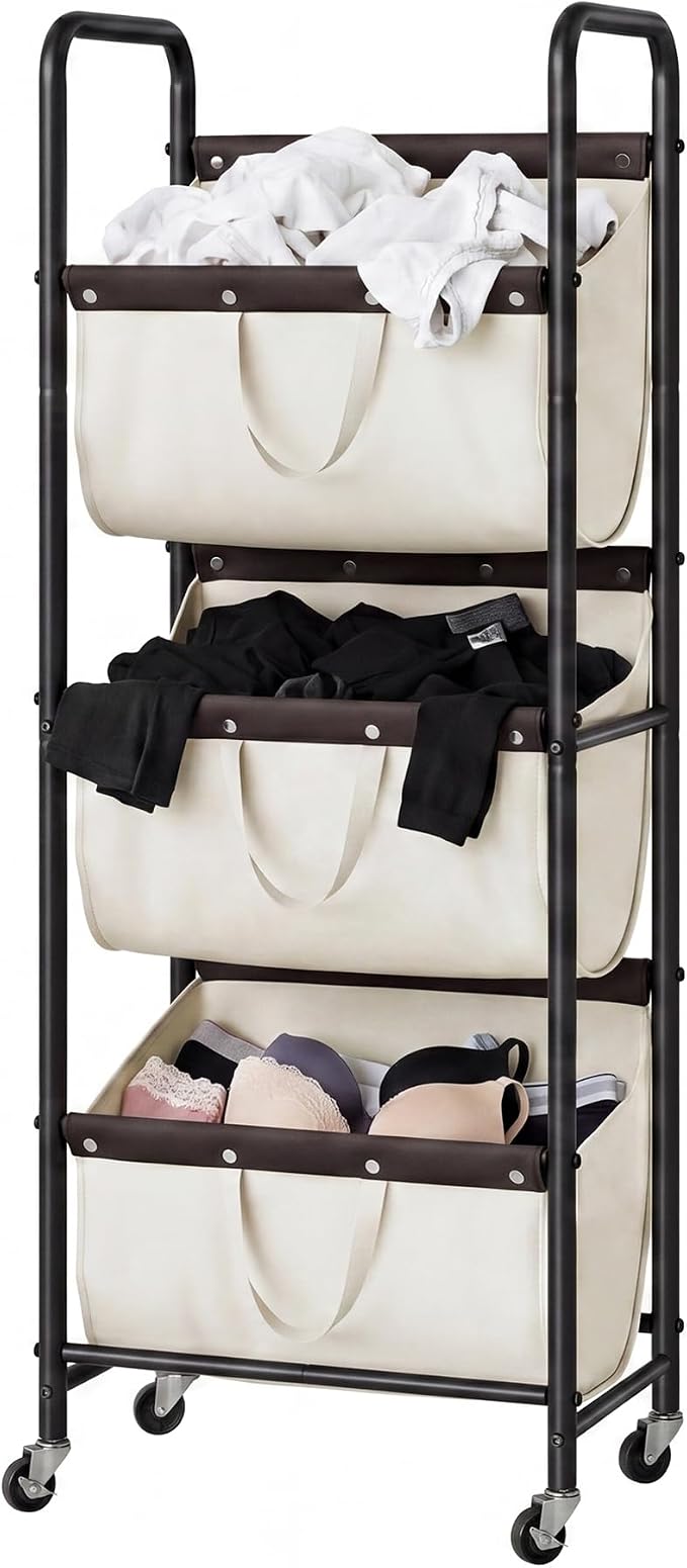 GRANNY SAYS 3 Section Tiered Laundry Sorter, Slim Vertical Laundry Hamper by GRANNYSAYS