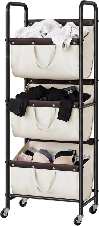 GRANNY SAYS 3 Section Tiered Laundry Sorter, Slim Vertical Laundry Hamper by GRANNYSAYS