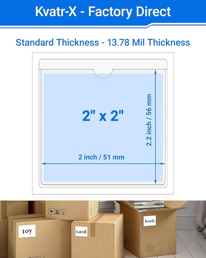 20 PCS Clear Self Adhesive Plastic Label Pockets, Top Loading Business & - Image 2