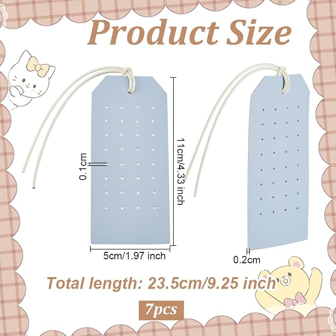 OLYCRAFT 7Pcs Portable Leather Earring Holders Light Blue Pierced Earring - Image 2