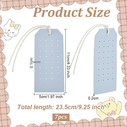 OLYCRAFT 7Pcs Portable Leather Earring Holders Light Blue Pierced Earring - Image 2