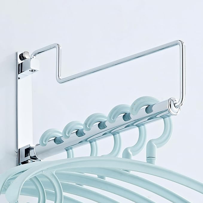 NEWRAIN Chrome Clothes Drying Rack, Wall Mounted Swing Arm Hanger - Image 8