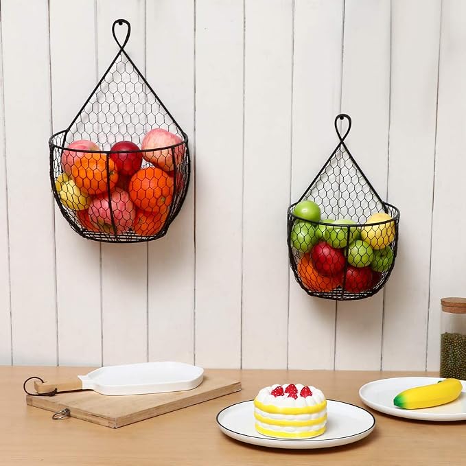 ERYTLLY Metal Fruit And Vegetable Storage Hanging Basket Wall Mounted, - Image 6
