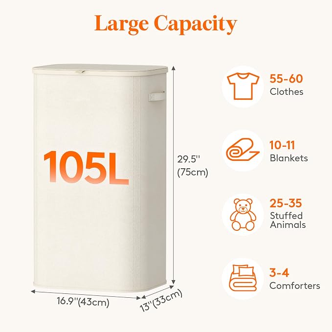 Lifewit 105L Large Laundry Basket - Image 3