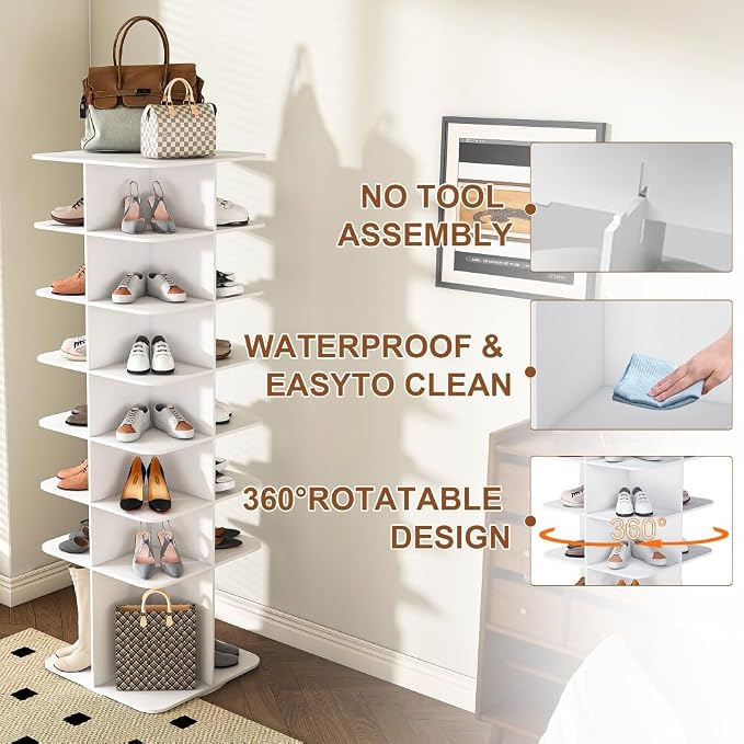 Shoe Organizer 7-Tier Spinning Shoe Rack - Image 3