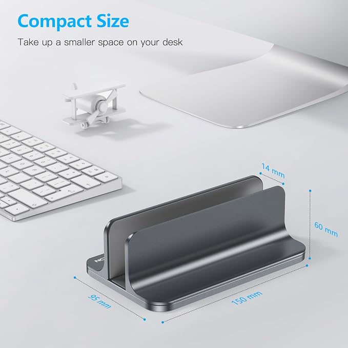 OMOTON Vertical Laptop Stand Holder, Desktop Aluminum Stand - Image 3