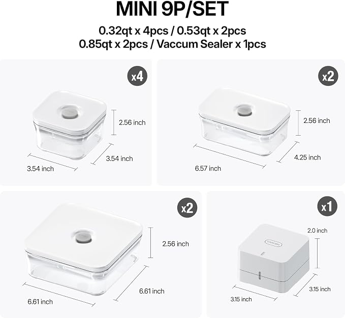VAKUEN Premium Airtight Food Storage Containers, Mini 9P/SET include Vacuum - Image 2