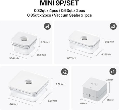 VAKUEN Premium Airtight Food Storage Containers, Mini 9P/SET include Vacuum - Image 2