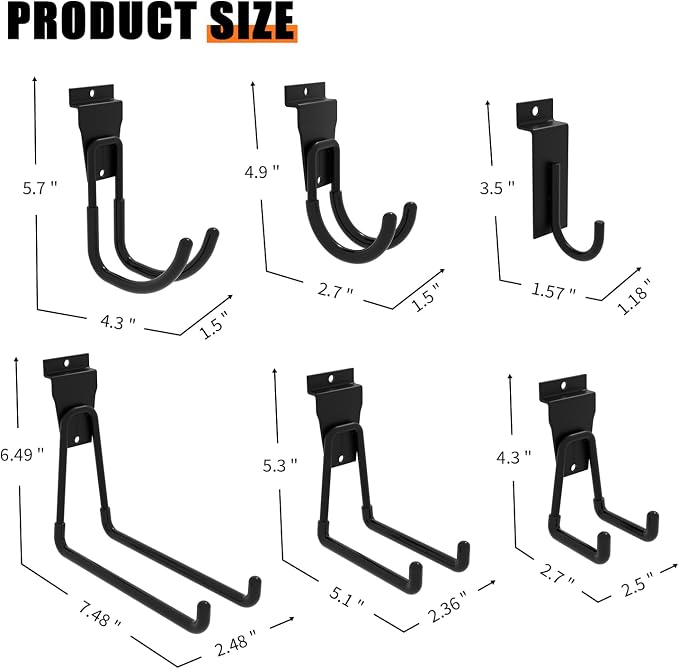 18PCS Black Slatwall Hooks, Garage Slatwall Accessories, Utility Hooks - Image 8