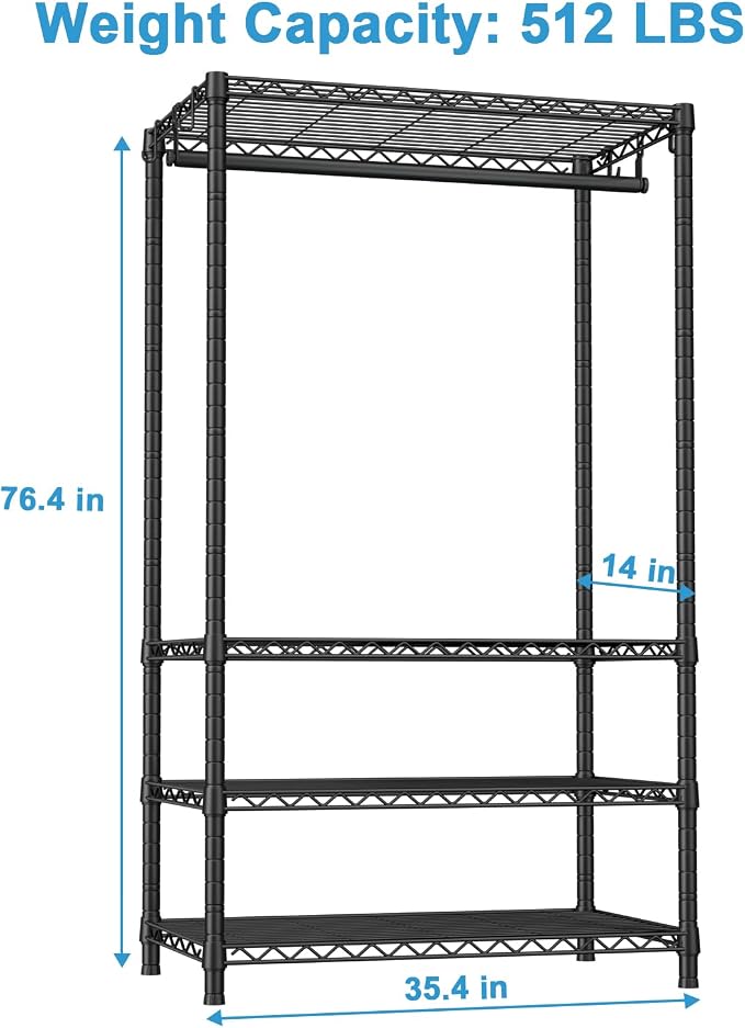 Ulif H4 Portable Closets, 4-Tier Metal Clothes Garment Rack - Image 3