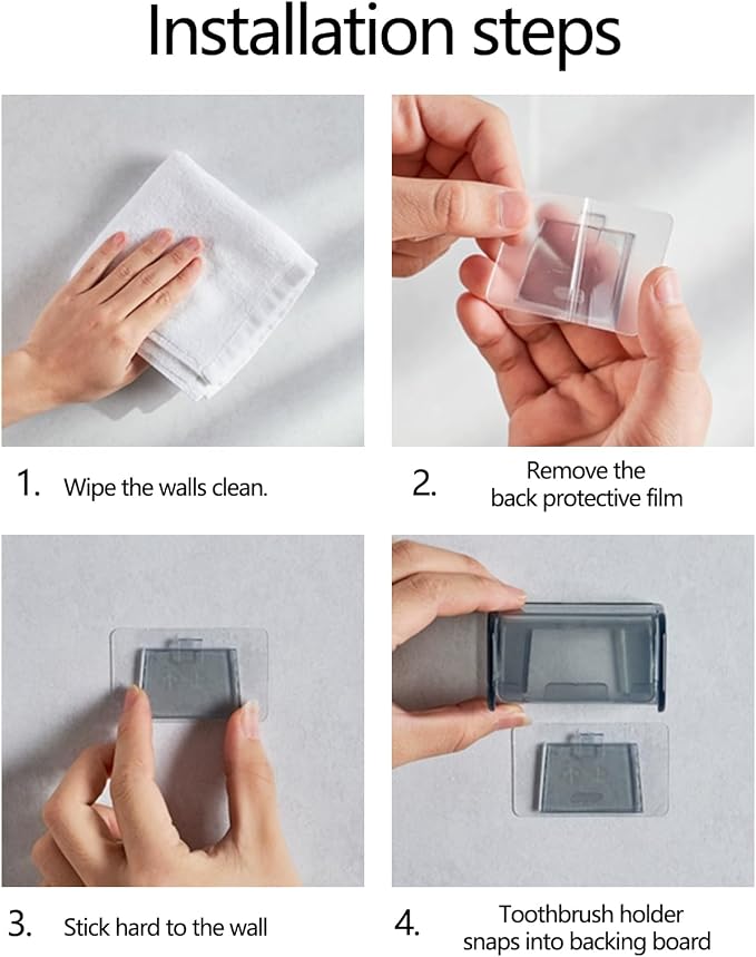 2 PCS Wall-Mounted Toothbrush Holder - Image 5