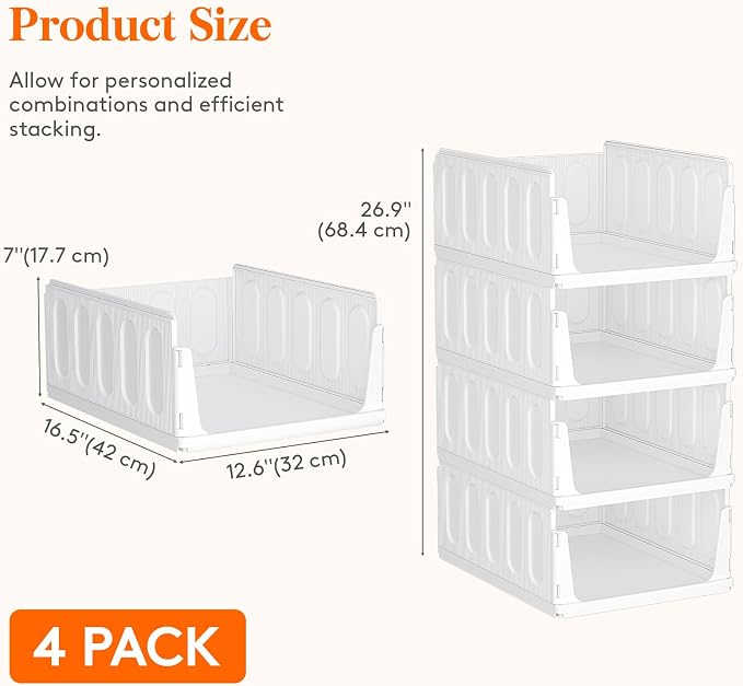 Lifewit 16 Pack Stackable Closet Organizers and Storage Basket - Image 5