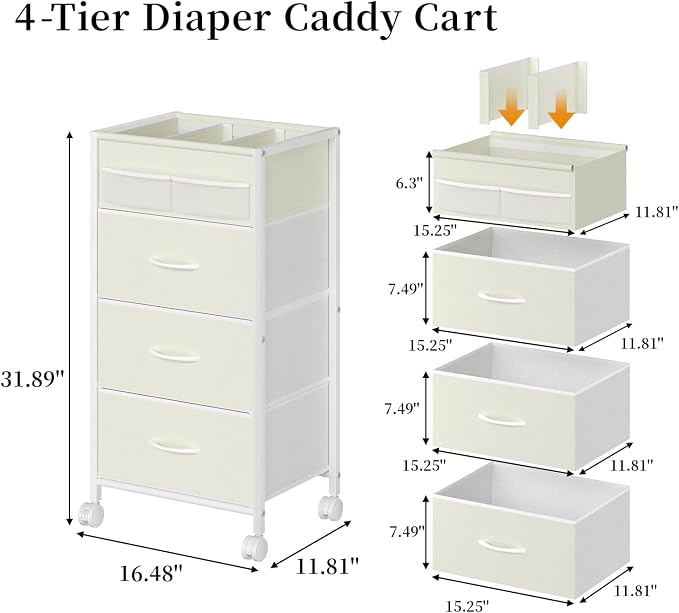 4-Tier Baby Diaper Caddy Organizer Cart - Image 4