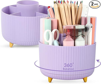 SKYDUE 2 Pack Pen Holder, 360 Degree Rotating Pencil Holder by SKYDUE