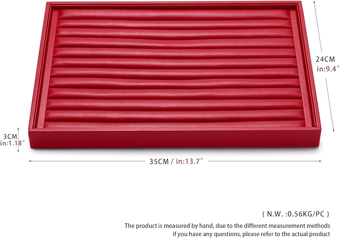 Oirlv Gorgeous Red Leather Ring Organizer Tray Jewelry Display Tray Stackable - Image 8