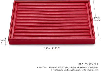 Oirlv Gorgeous Red Leather Ring Organizer Tray Jewelry Display Tray Stackable - Image 8